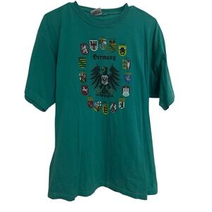 Select Vintage Germany Crest Graphic T Shirt XXL Green Euro Travel 2XL Y2K
